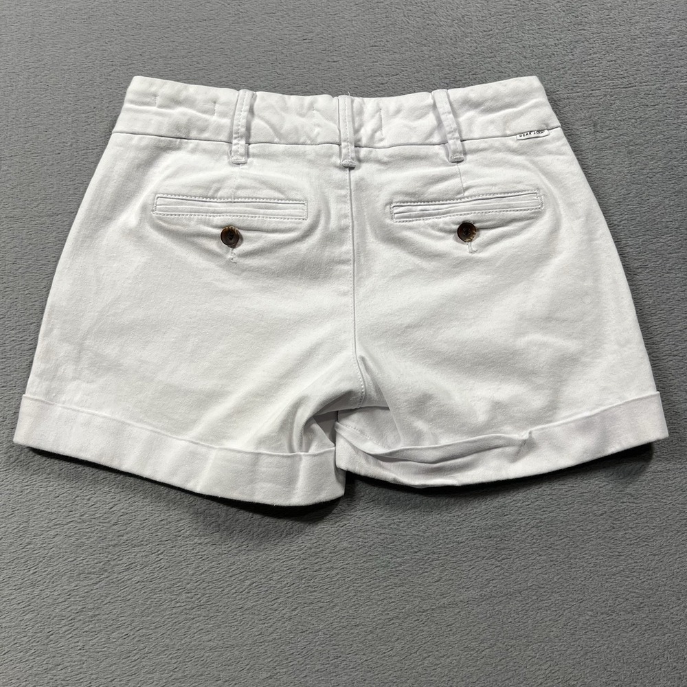 Dear John Shorts Womens 25 White Hampton 4" Cuffed Chino Mid Rise Pockets - Picture 2 of 12